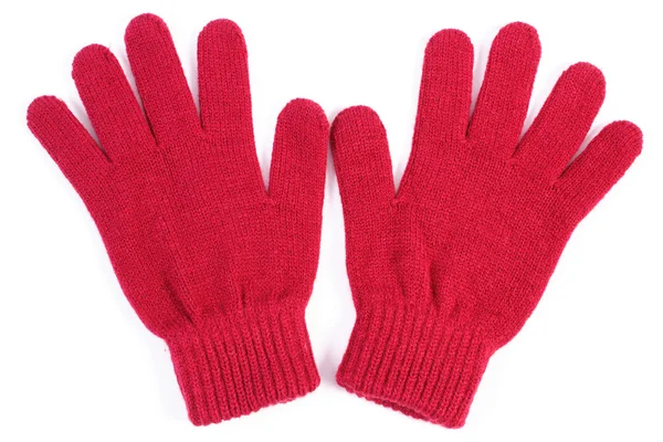 Pair of woolen gloves for woman on white background — Stock Photo, Image