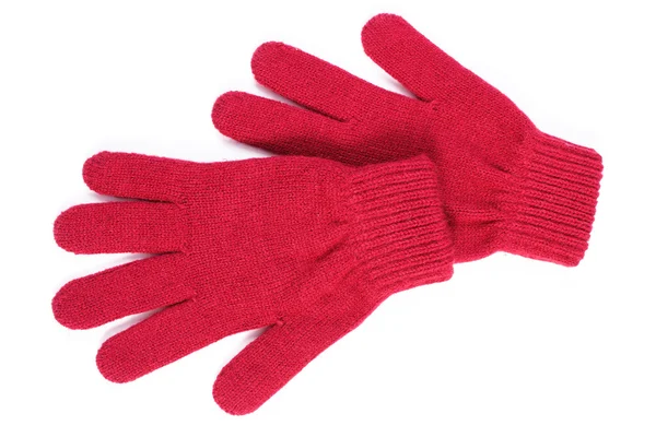 Pair of woolen gloves for woman on white background — Stock Photo, Image