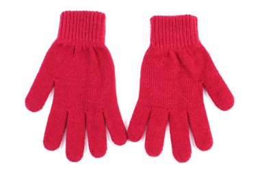 Çift kadın beyaz zemin üzerine yün eldiven