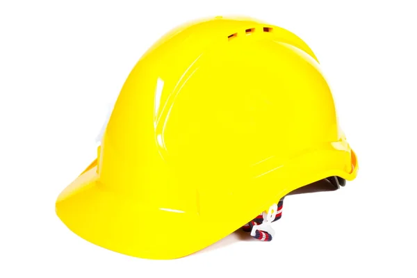 Closeup of yellow protective helmet on white background — Stock Photo, Image