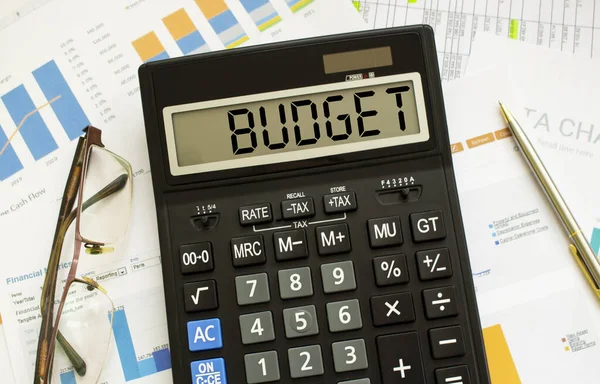 Calculator Labeled Budget Lies Financial Documents Office — Stock Photo, Image