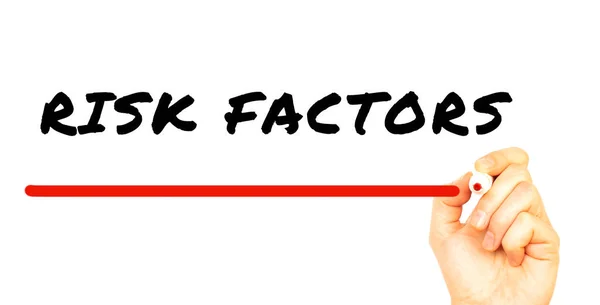 Handschrift Risk Factors Mit Rotem Marker Vereinzelt Auf Weißem Hintergrund — Stockfoto