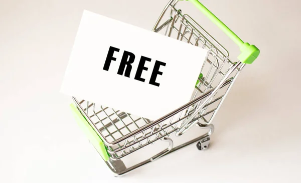 Shopping Cart Text Free White Paper Light Background — Stock Photo, Image