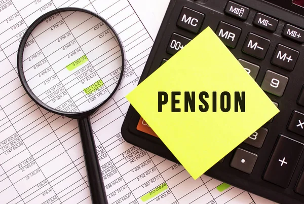 Adesivo Colorato Con Testo Pension Trova Sulla Calcolatrice — Foto Stock