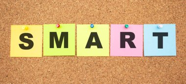 Tahtaya yapıştırılmış harflerle renklendirilmiş notlar. Kelime Ukalası. Çalışma alanı.