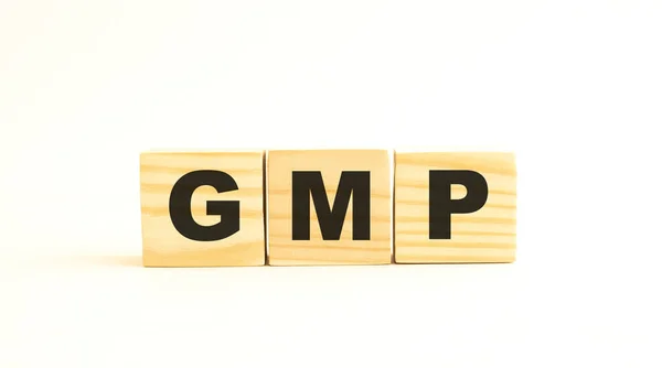 Λέξη Gmp Ξύλινοι Κύβοι Γράμματα Που Απομονώνονται Λευκό Φόντο Εννοιολογική — Φωτογραφία Αρχείου