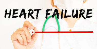 Doktor, Heart Failure metnini bir kalemle yazıyor. Tıbbi.