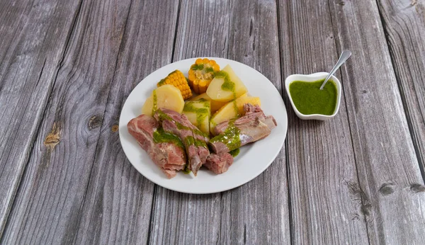 Comida Canarias España Consistente Plato Costillas Saladas Patatas Hervidas Con — Foto de Stock