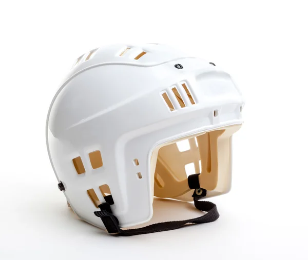Hokejový bílá helma izolované na bílém — Stock fotografie