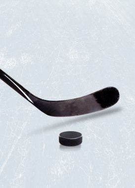 Buz Hokey sopası ve pakı buz kopya alanı ile. 
