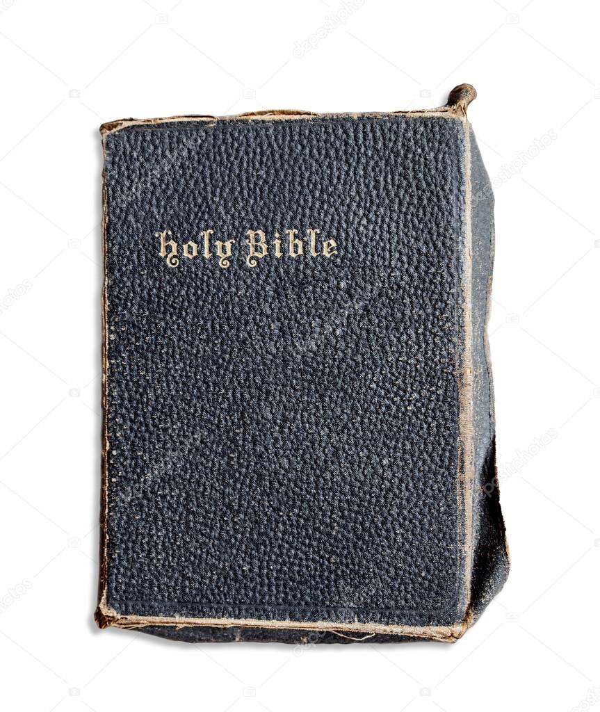 Old Rugged Holy Bible Isolated on White Background