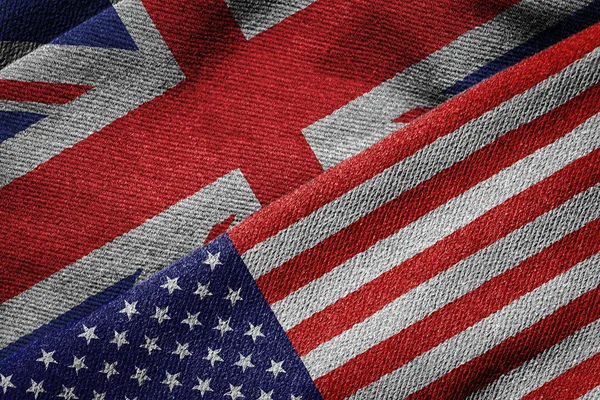 Flags of USA and Britain on Grunge Texture — Stock Photo, Image