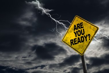 Are You Ready Sign With Stormy Background clipart