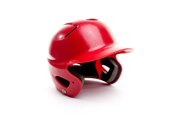 Casque de baseball rouge ou de balle molle sur fond blanc — Photo