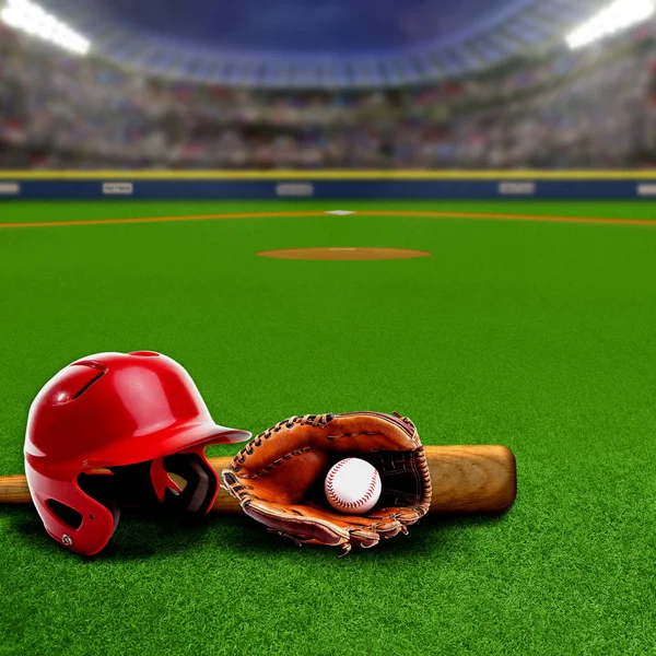 Baseball Stadium With Equipment and Copy Space — Stock Photo, Image