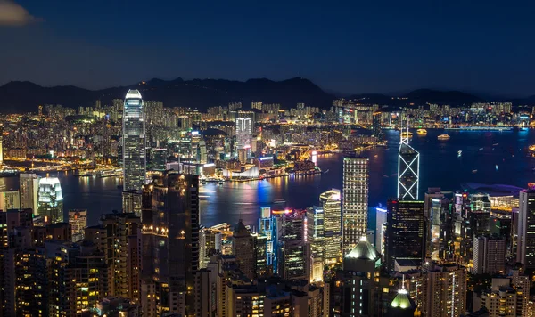 香港香港维多利亚港夜景 — 图库照片