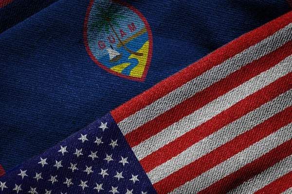 Flags of USA and Guam on Grunge Texture — Stock Photo, Image