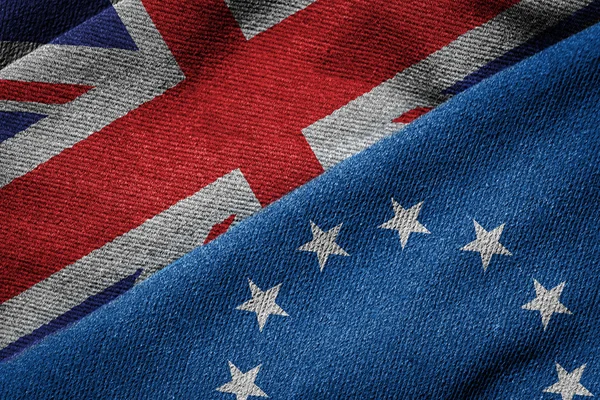 Brexit Concept: Bandeiras da UE e Grã-Bretanha em Textura Grunge — Fotografia de Stock