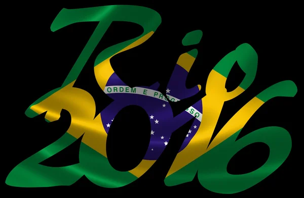 Rio 2016 With Brazilian Flag — Stock Photo, Image