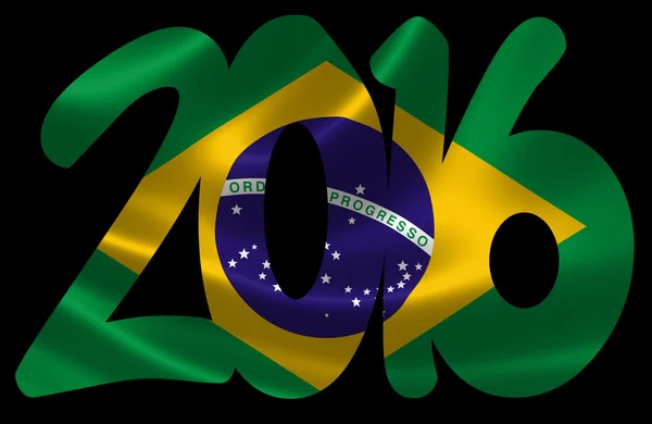 2016 With Brazilian Flag — Stock Photo, Image