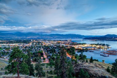 Aerial View of Kelowna Skyline at Night clipart