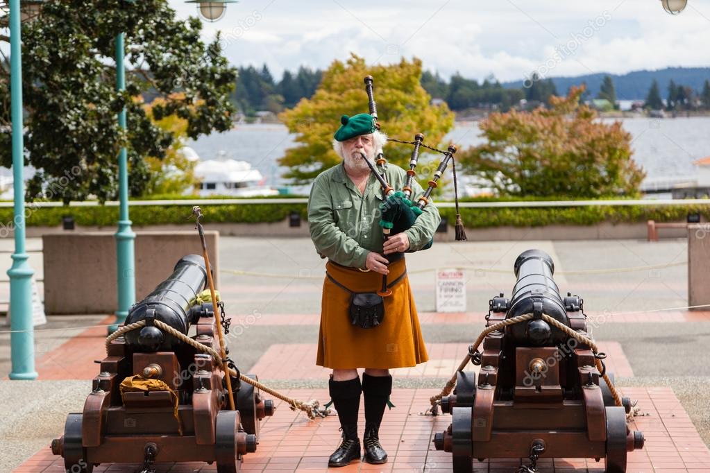 Ceremonial Bagpipe Performance at Nanaimo, BC Stock Editorial Photo
