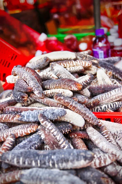 Pepino Mar Seco Venta Mercado Chino Tai Lantau Island Hong — Foto de Stock