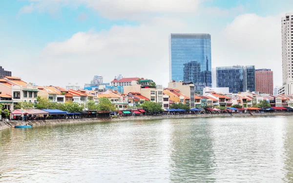 Bares Restaurantes Longo Histórico Boat Quay Rio Singapura — Fotografia de Stock