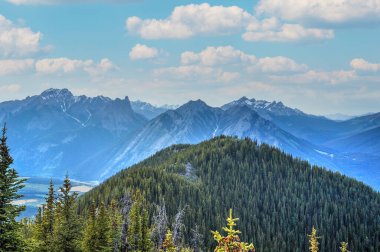 Aerial view of Banff National Park in the Canadian Rockies, Alberta, Canada