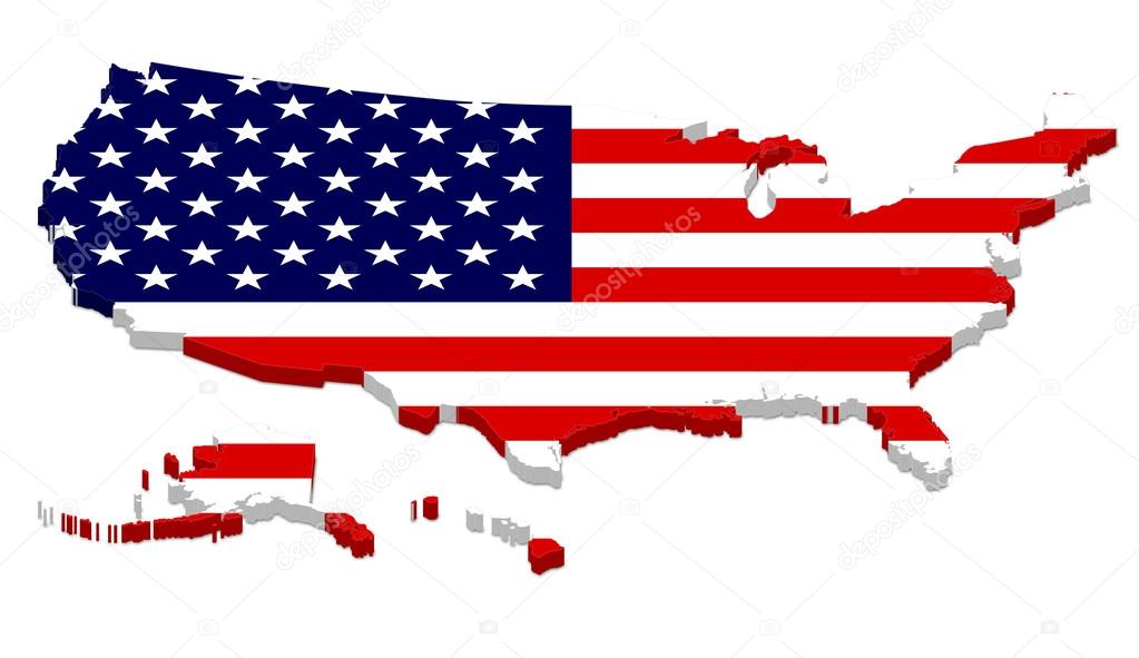 Complete USA Map with Flag Overlay