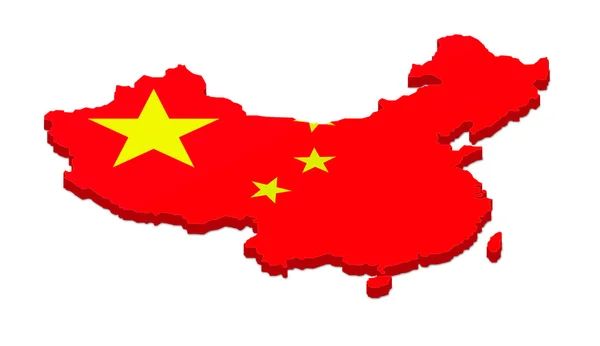 Map of China with Flag Overlay — Stock Photo, Image