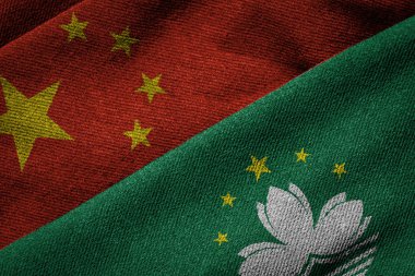Çin ve Macau Grunge doku bayrakları