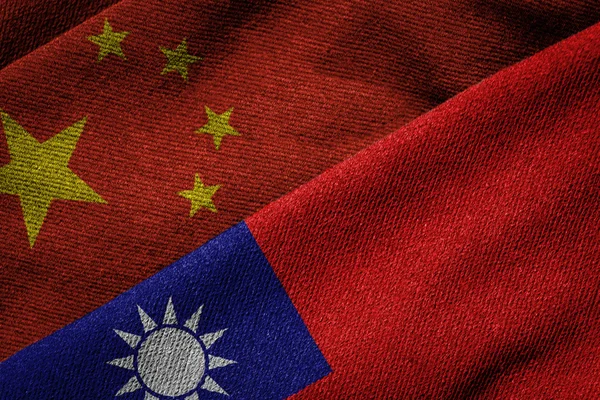 Flags of China and Taiwan on Grunge Texture — Stock Photo, Image