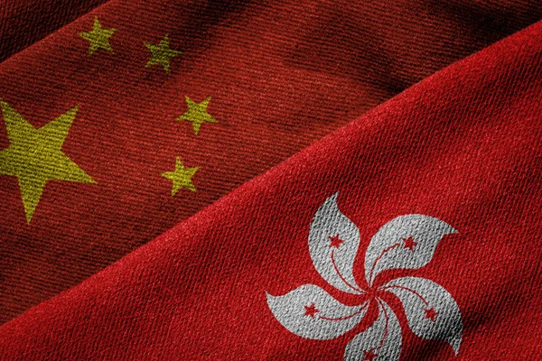 Bandiere della Cina e di Hong Kong su grunge Texture — Foto Stock