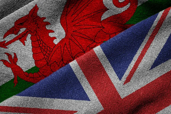 Bandeiras do Reino Unido e País de Gales em Grunge Texture — Fotografia de Stock