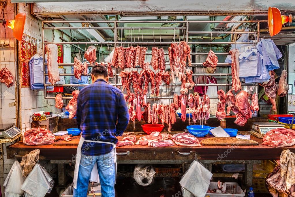 Butcher's Shop in Hong Kong, China — Stock Editorial Photo