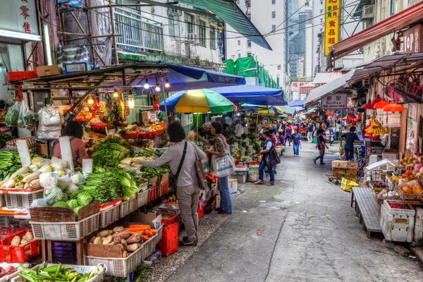 Simbolo storico di Hong Kong: Graham Street mercato umido — Foto Stock