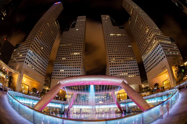 Vista Ojo de Pez de la Fuente de la Riqueza, Singapur —  Fotos de Stock