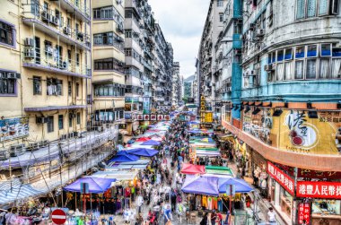 Hong Kong, Çin 'deki sokak pazarı.