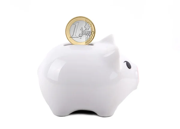 Conceptual Piggy Bank with Coin Deposit — Stok Foto