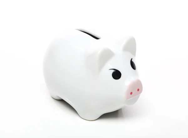 White Piggy Bank Isolated on White Background — Stock Photo, Image