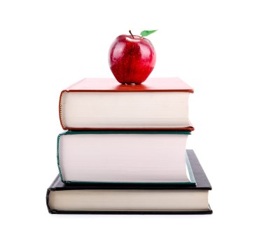 Eğitim kavramı: Apple kitap yığını üzerinde