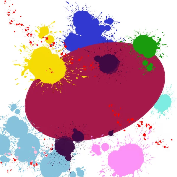 Ilustración de gotas de pintura multicolor sobre un fondo blanco. Diseño sucio. Diseño de negocios. Fondo abstracto. Tarjeta de visita. Fondo colorido. Arte y tinta — Foto de Stock