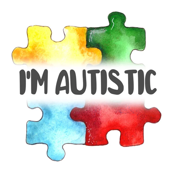 Ilustração do Autismo Consciência para design de banner. 2 de Abril, ASD. Crianças e adultos com autoespectro. Isolado sobre um fundo branco — Fotografia de Stock