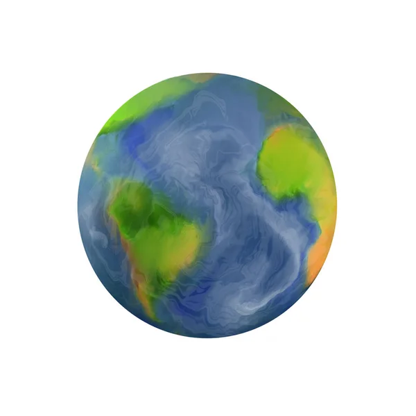 지구를 하얀 배경으로 하는 지구의 삽화, 고립된 모습. — 스톡 사진