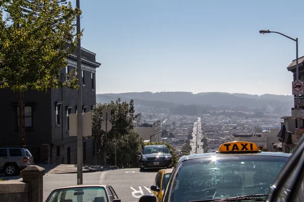 Taxi on below road — Stock Photo, Image