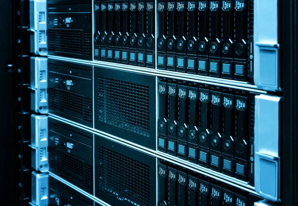 Archiviazione Disco Array Data Center Con Profondità Campo — Foto Stock