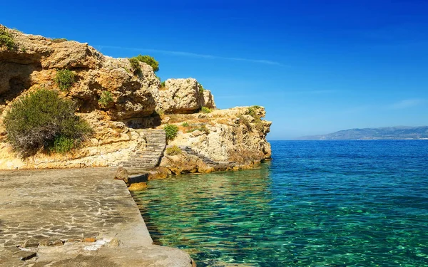 Escaleras Piedra Costa Isla Creta Grecia —  Fotos de Stock