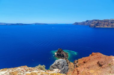 Santorini Adaları, güzel deniz manzaralı uçurumlar