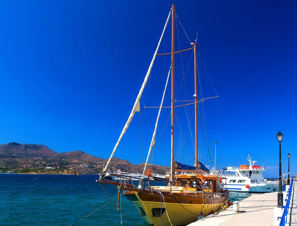 Houten Jacht Vorm Van Een Oud Piratenschip Haven Van Agios — Stockfoto